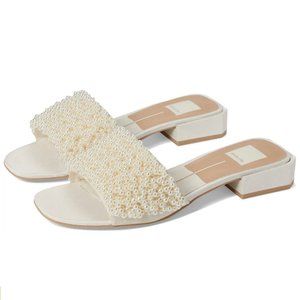 Dolce Vita Halie Pearl Embellished Low Heel Slide Sandals